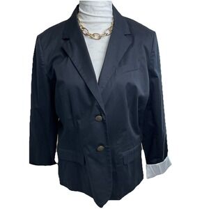 Apt 9 Sz 14‎ NWOT Black Cotton Blazer Roll Sleeve Party Business Casual Jacket